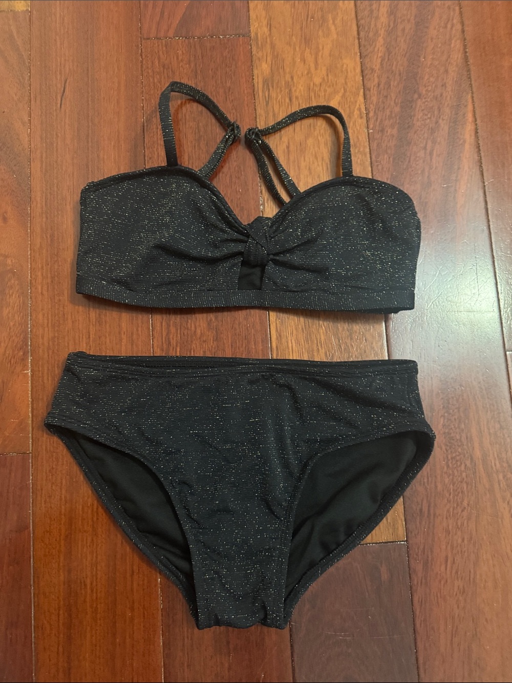 art class Black Sparkle Bandeau Bikini Set for Kids